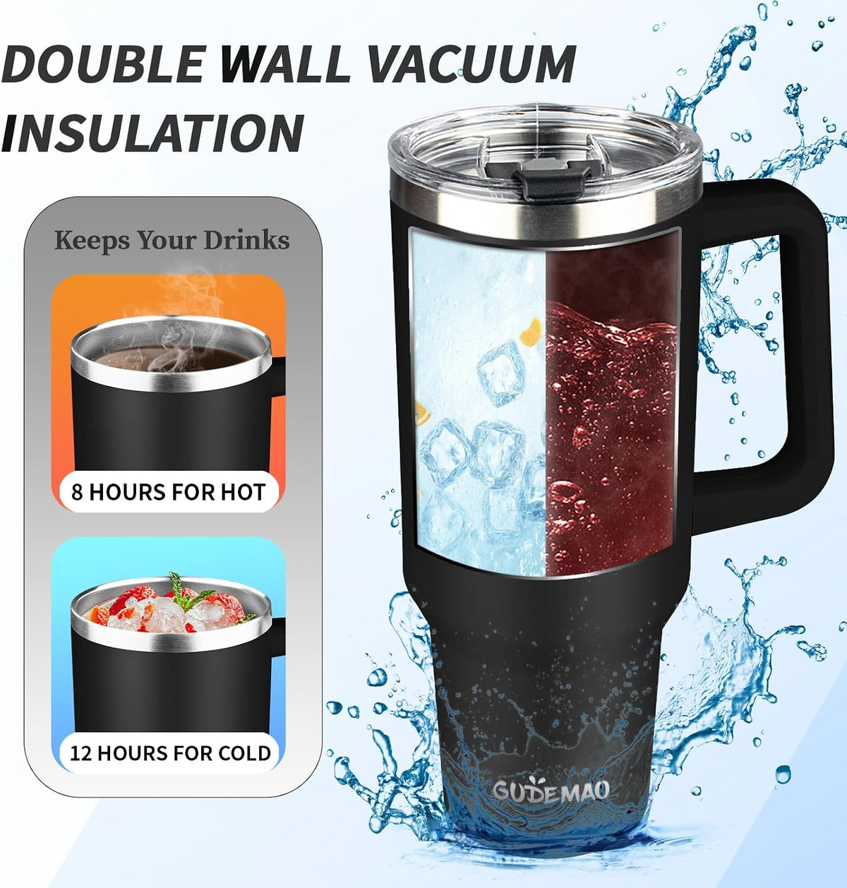 30 oz Tumbler with Handle, Stainless Steel Insulated Tumbler with Lid and Straw, Double Wall Vacuum Coffee Mug Tumbler, Insulated Coffee Thermal Cup for Cold and Hot (Yellow)