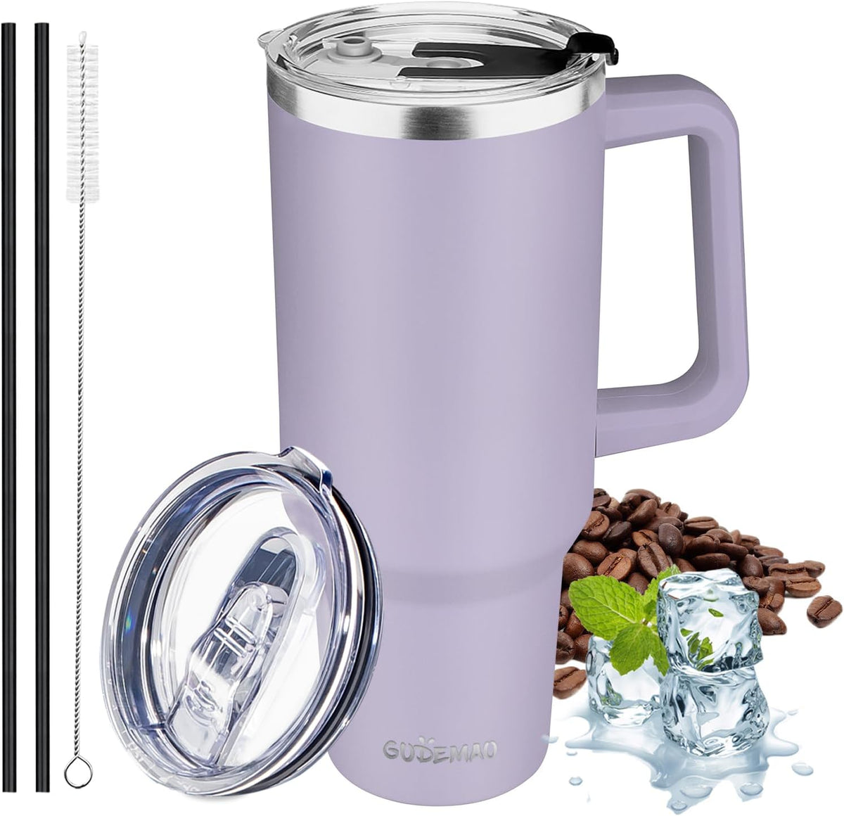30 oz Tumbler with Handle, Stainless Steel Insulated Tumbler with Lid and Straw, Double Wall Vacuum Coffee Mug Tumbler, Insulated Coffee Thermal Cup for Cold and Hot (Yellow)