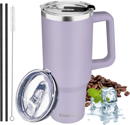 30 oz Tumbler with Handle, Stainless Steel Insulated Tumbler with Lid and Straw, Double Wall Vacuum Coffee Mug Tumbler, Insulated Coffee Thermal Cup for Cold and Hot (Yellow)