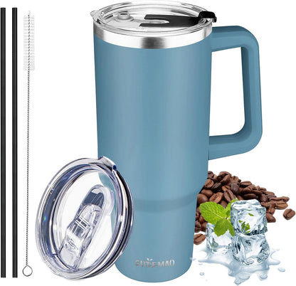 30 oz Tumbler with Handle, Stainless Steel Insulated Tumbler with Lid and Straw, Double Wall Vacuum Coffee Mug Tumbler, Insulated Coffee Thermal Cup for Cold and Hot (Yellow)