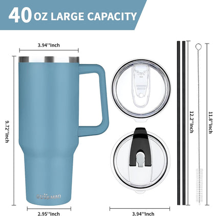 30 oz Tumbler with Handle, Stainless Steel Insulated Tumbler with Lid and Straw, Double Wall Vacuum Coffee Mug Tumbler, Insulated Coffee Thermal Cup for Cold and Hot (Yellow)