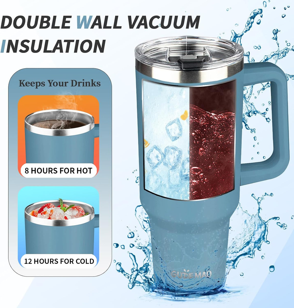 30 oz Tumbler with Handle, Stainless Steel Insulated Tumbler with Lid and Straw, Double Wall Vacuum Coffee Mug Tumbler, Insulated Coffee Thermal Cup for Cold and Hot (Yellow)