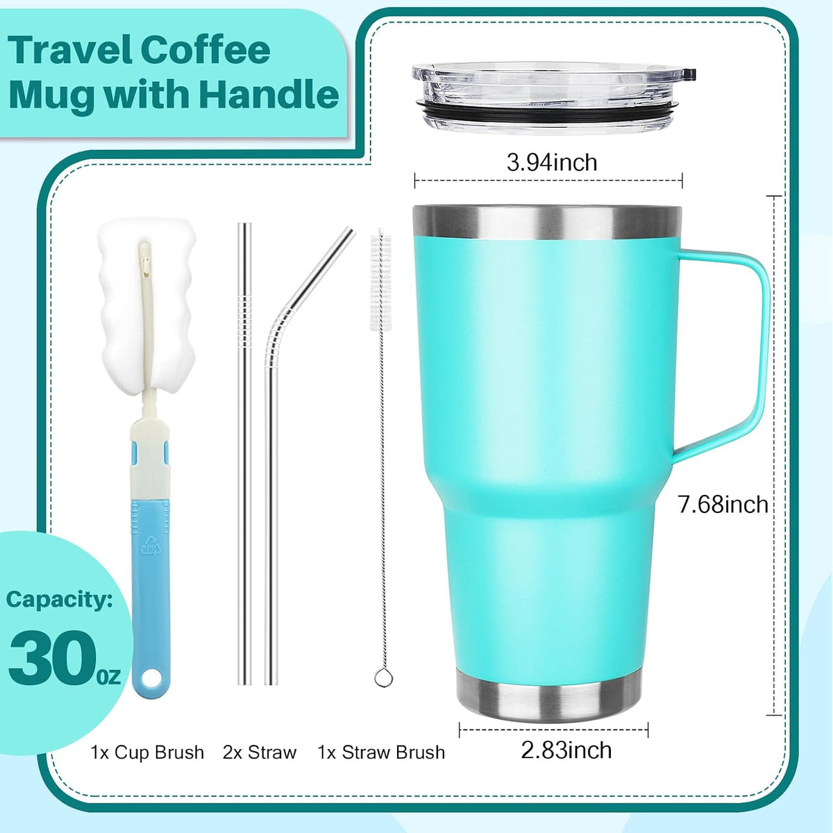 30 oz Tumbler with Handle, Stainless Steel Insulated Tumbler with Lid and Straw, Double Wall Vacuum Coffee Mug Tumbler, Insulated Coffee Thermal Cup for Cold and Hot (Yellow)