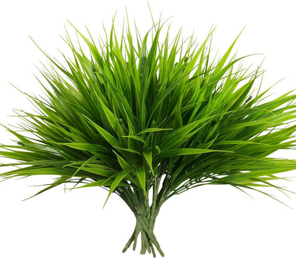 Artificial Plants Outdoor Fake Monkey Grass with Flowers for Pot UV Resistant Plant Decor for Window Garden Patio Hanging Planter Pathway Front Porch (Grass with Flowers)