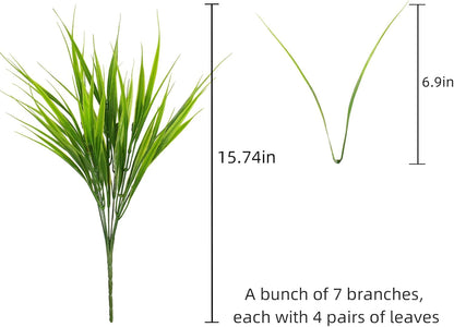 Artificial Plants Outdoor Fake Monkey Grass with Flowers for Pot UV Resistant Plant Decor for Window Garden Patio Hanging Planter Pathway Front Porch (Grass with Flowers)
