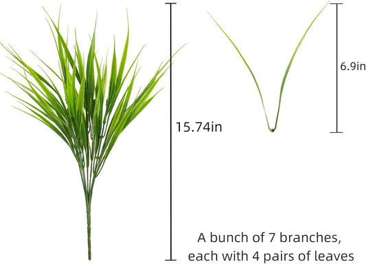 Artificial Plants Outdoor Fake Monkey Grass with Flowers for Pot UV Resistant Plant Decor for Window Garden Patio Hanging Planter Pathway Front Porch (Grass with Flowers)