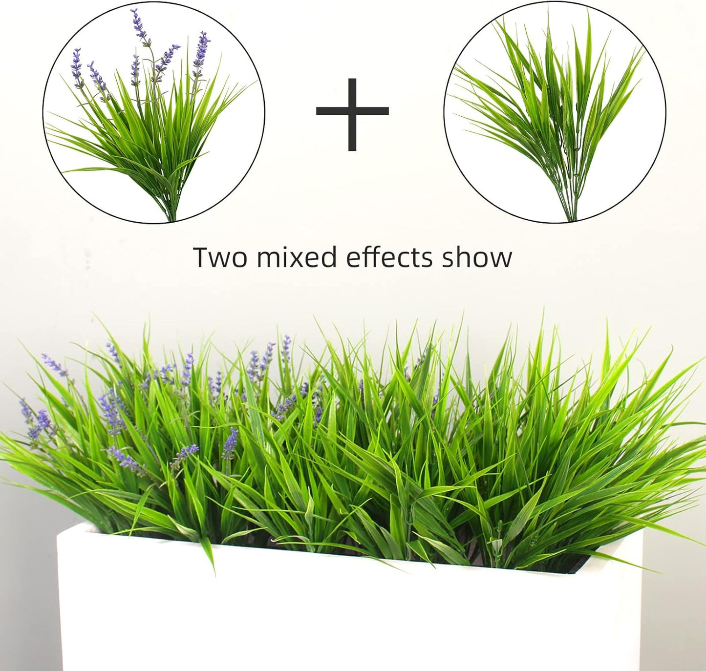 Artificial Plants Outdoor Fake Monkey Grass with Flowers for Pot UV Resistant Plant Decor for Window Garden Patio Hanging Planter Pathway Front Porch (Grass with Flowers)