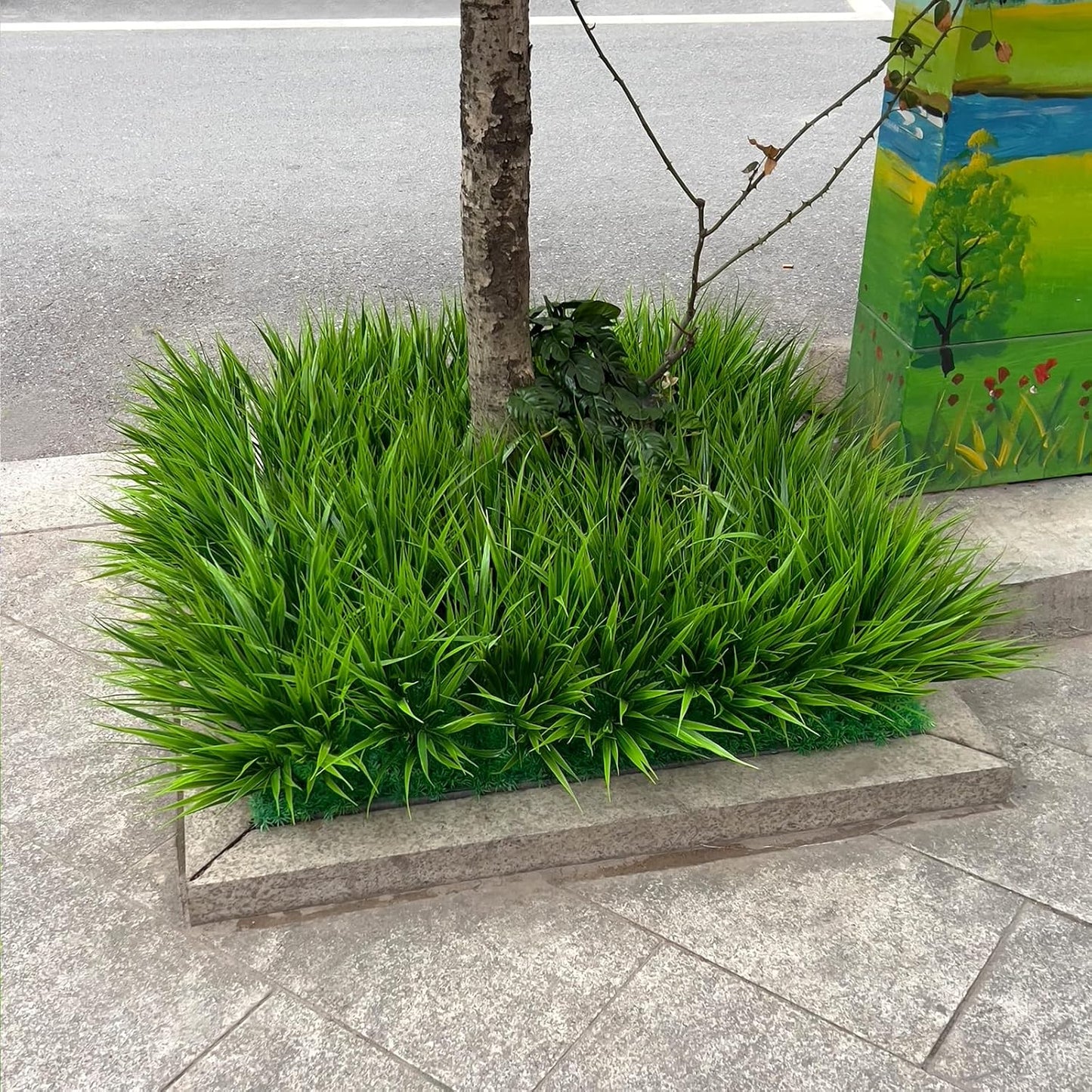 Artificial Plants Outdoor Fake Monkey Grass with Flowers for Pot UV Resistant Plant Decor for Window Garden Patio Hanging Planter Pathway Front Porch (Grass with Flowers)