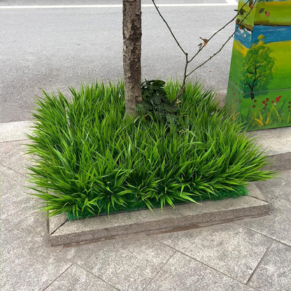 Artificial Plants Outdoor Fake Monkey Grass with Flowers for Pot UV Resistant Plant Decor for Window Garden Patio Hanging Planter Pathway Front Porch (Grass with Flowers)