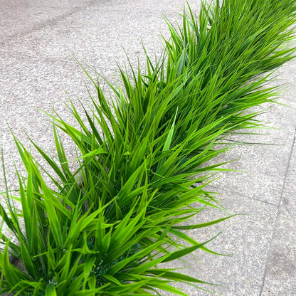 Artificial Plants Outdoor Fake Monkey Grass with Flowers for Pot UV Resistant Plant Decor for Window Garden Patio Hanging Planter Pathway Front Porch (Grass with Flowers)
