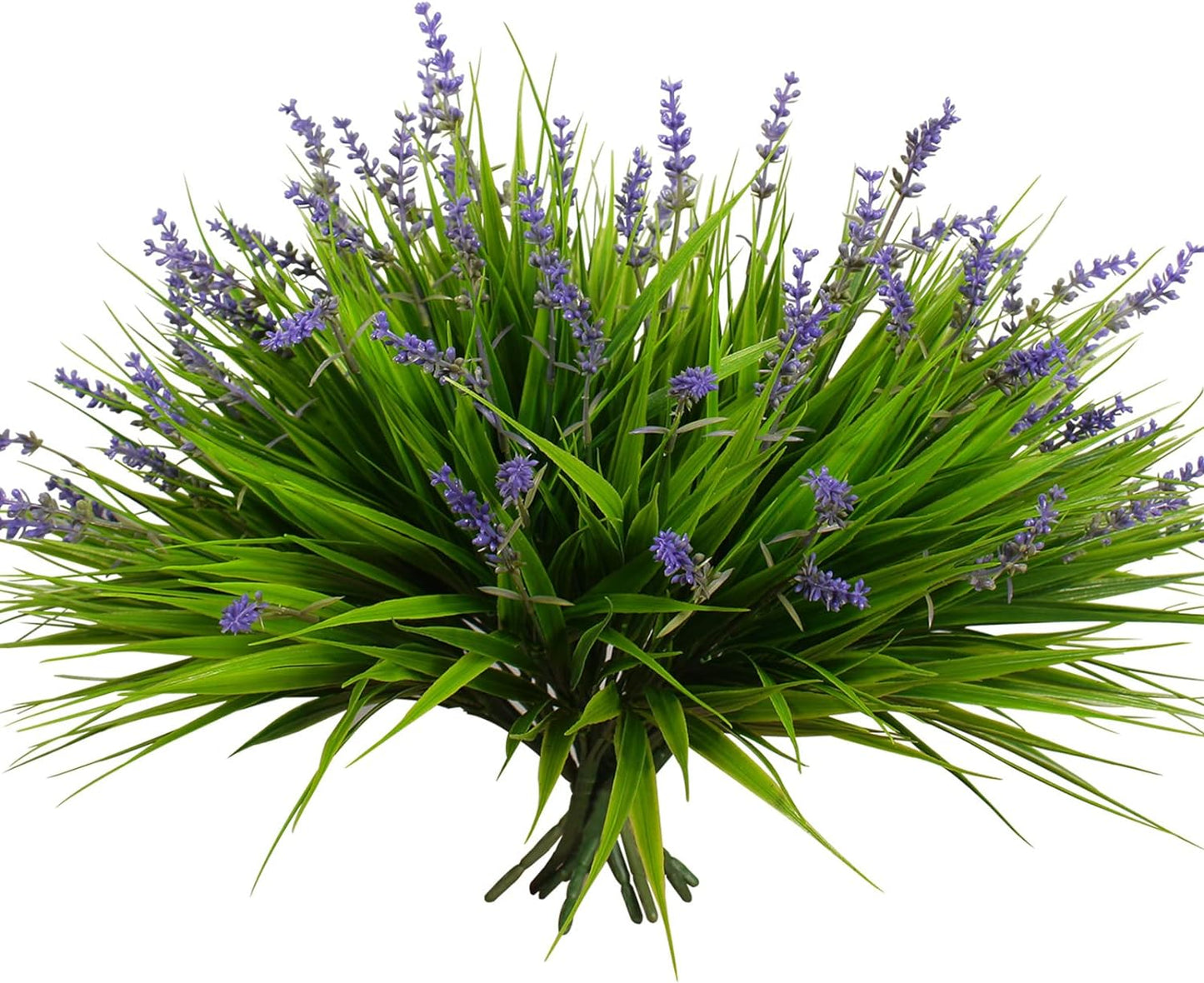 Artificial Plants Outdoor Fake Monkey Grass with Flowers for Pot UV Resistant Plant Decor for Window Garden Patio Hanging Planter Pathway Front Porch (Grass with Flowers)