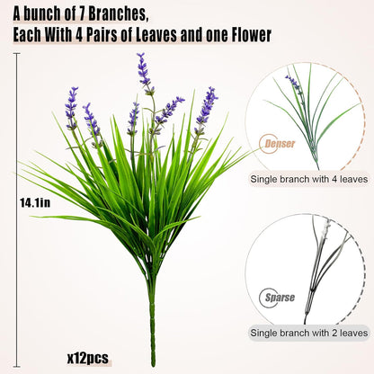 Artificial Plants Outdoor Fake Monkey Grass with Flowers for Pot UV Resistant Plant Decor for Window Garden Patio Hanging Planter Pathway Front Porch (Grass with Flowers)
