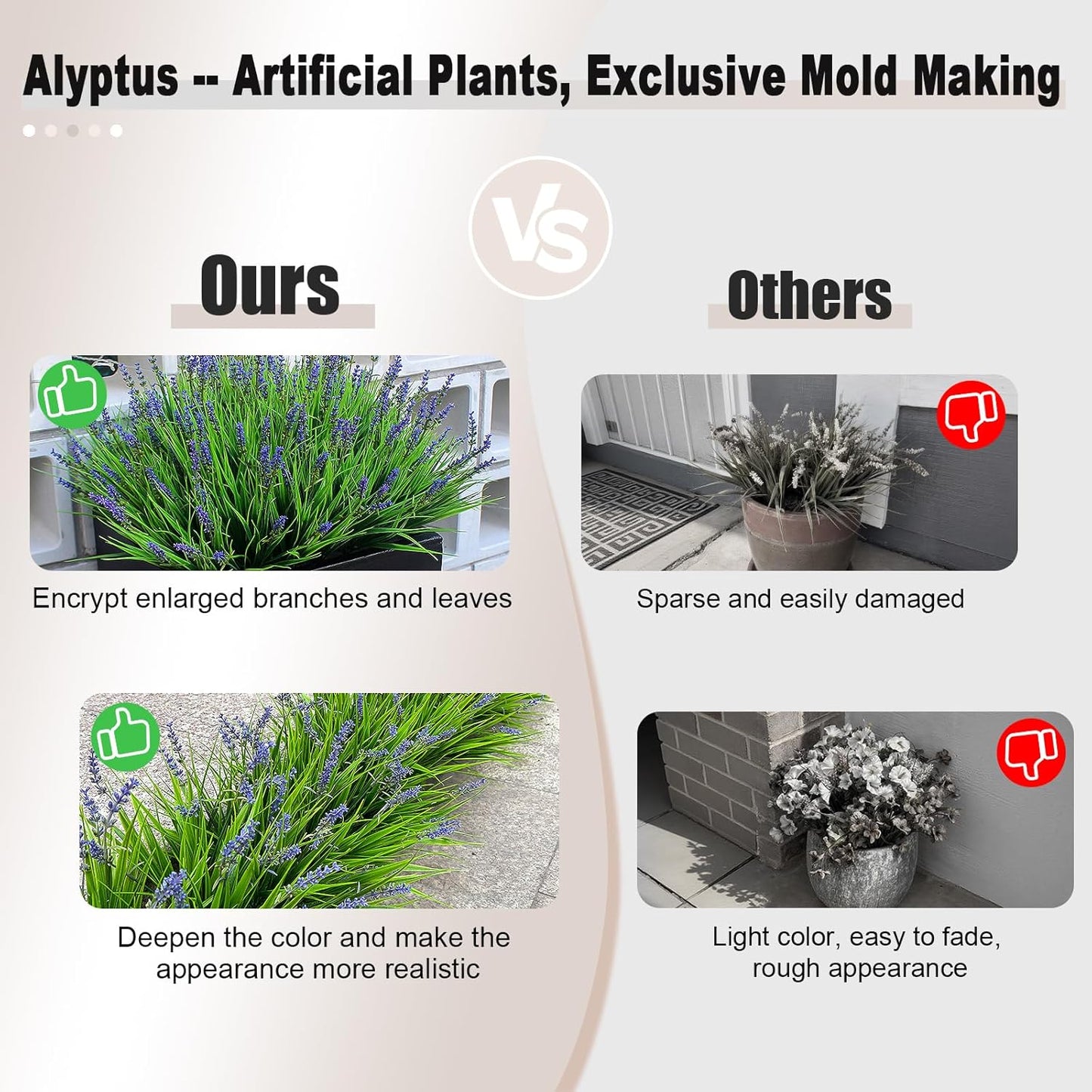 Artificial Plants Outdoor Fake Monkey Grass with Flowers for Pot UV Resistant Plant Decor for Window Garden Patio Hanging Planter Pathway Front Porch (Grass with Flowers)
