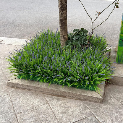 Artificial Plants Outdoor Fake Monkey Grass with Flowers for Pot UV Resistant Plant Decor for Window Garden Patio Hanging Planter Pathway Front Porch (Grass with Flowers)