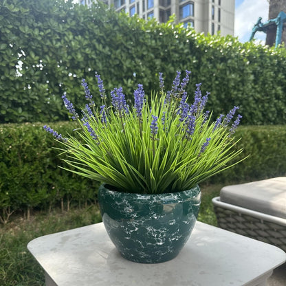 Artificial Plants Outdoor Fake Monkey Grass with Flowers for Pot UV Resistant Plant Decor for Window Garden Patio Hanging Planter Pathway Front Porch (Grass with Flowers)