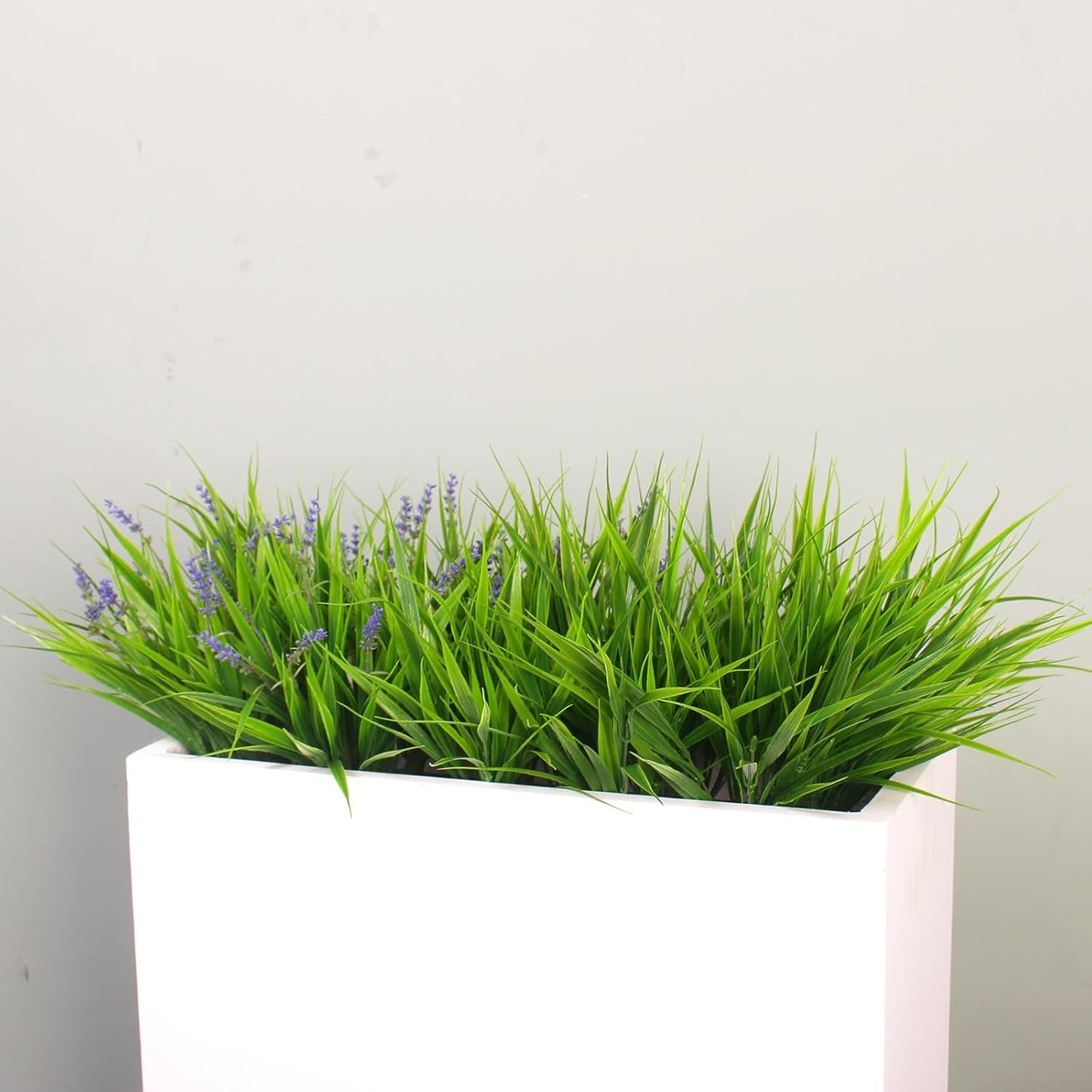 Artificial Plants Outdoor Fake Monkey Grass with Flowers for Pot UV Resistant Plant Decor for Window Garden Patio Hanging Planter Pathway Front Porch (Grass with Flowers)