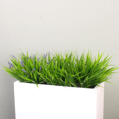 Artificial Plants Outdoor Fake Monkey Grass with Flowers for Pot UV Resistant Plant Decor for Window Garden Patio Hanging Planter Pathway Front Porch (Grass with Flowers)