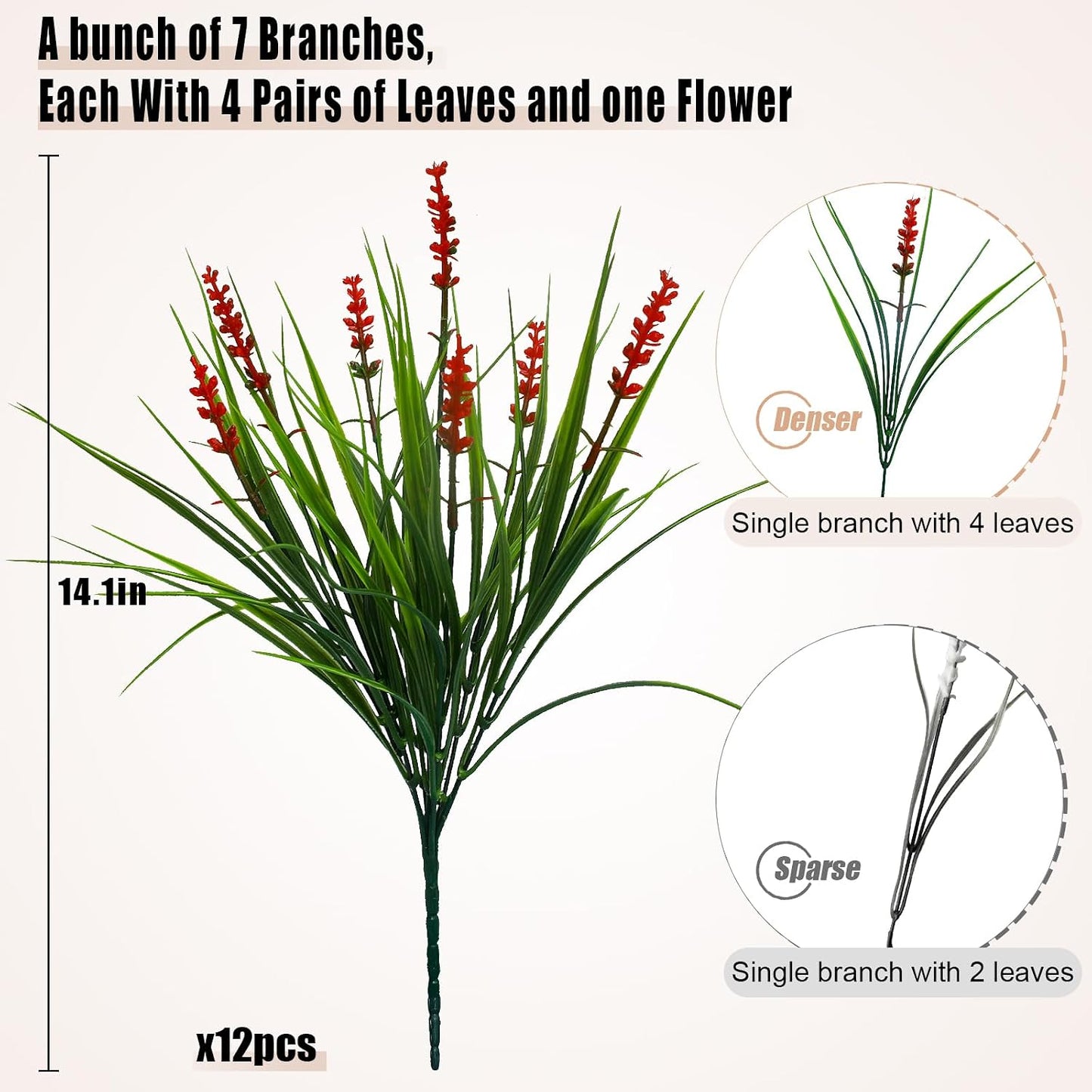 Artificial Plants Outdoor Fake Monkey Grass with Flowers for Pot UV Resistant Plant Decor for Window Garden Patio Hanging Planter Pathway Front Porch (Grass with Flowers)