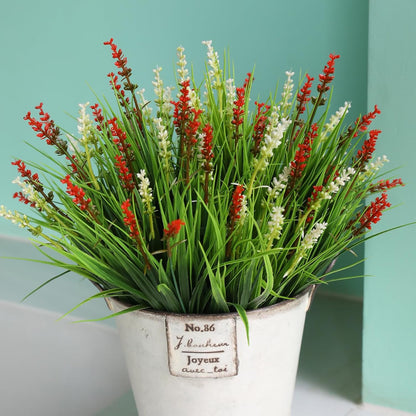Artificial Plants Outdoor Fake Monkey Grass with Flowers for Pot UV Resistant Plant Decor for Window Garden Patio Hanging Planter Pathway Front Porch (Grass with Flowers)