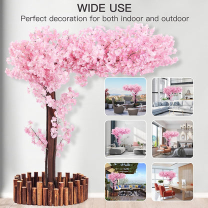 4 Pack 6.5 FT Champagne Pink Cherry Blossom Vines with LED Lights