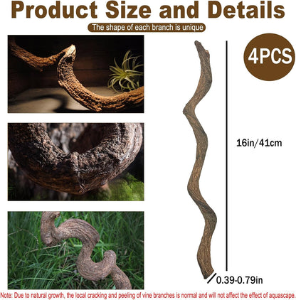 Reptile Decor Natural Forest Branch Terrarium Habitat Decoration Lizard Climbing Tree Branch for Bearded Dragon Gecko Snake Frog Chameleon Spider