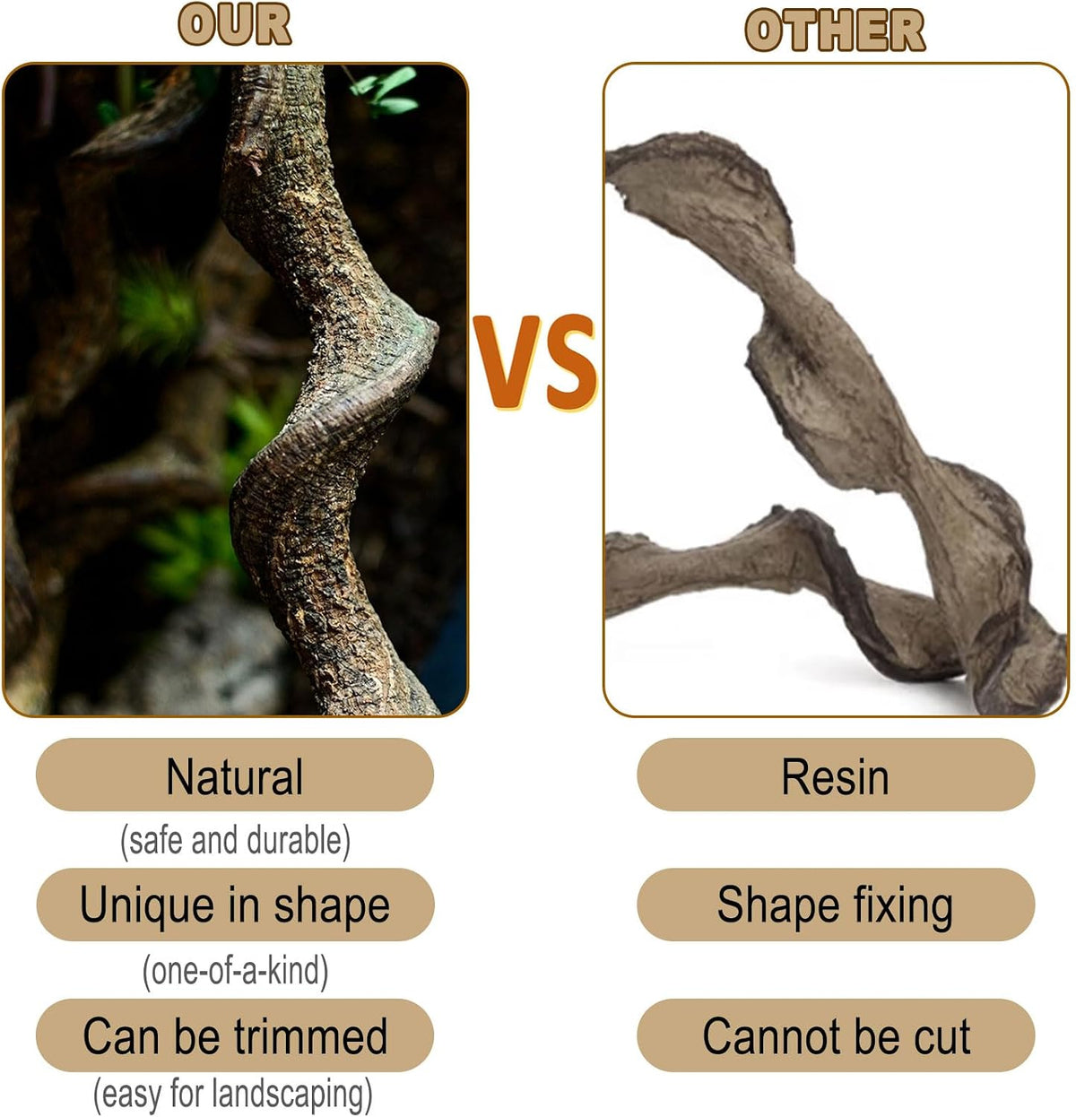Reptile Decor Natural Forest Branch Terrarium Habitat Decoration Lizard Climbing Tree Branch for Bearded Dragon Gecko Snake Frog Chameleon Spider
