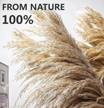 110 PCS Dried Pampas Grass Bouquet, Boho Table Decor, Bunny Tails Dried Flowers, Brown Pompas, White Pampas Grass for Wedding, Home, Rustic Party, Baby Shower Decorations