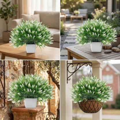 Rowfad 22 Pcs Artificial Outdoor Flowers UV Resistant Lavender Fake Greenery Plants Grass with Purple Flowers for Pot Decor for Window Garden Patio Hanging Planter Pathway Front Porch (22, Purple)