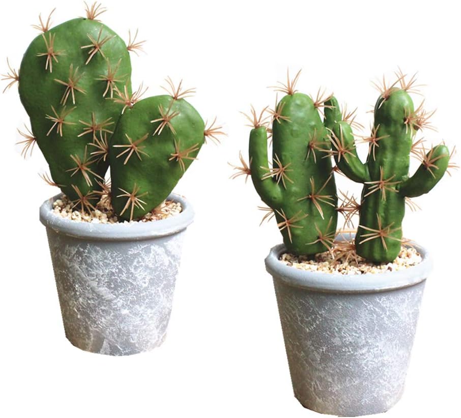 Artificial Succulent Plants Faux Cactus Decorative Succulents Potted Fake Cacti with Gray Pots Artificial Cactus for Bathroom/Home Decor House Decorations(B Set)
