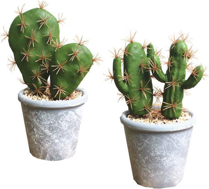 Artificial Succulent Plants Faux Cactus Decorative Succulents Potted Fake Cacti with Gray Pots Artificial Cactus for Bathroom/Home Decor House Decorations(B Set)