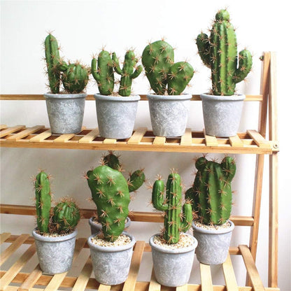 Artificial Succulent Plants Faux Cactus Decorative Succulents Potted Fake Cacti with Gray Pots Artificial Cactus for Bathroom/Home Decor House Decorations(B Set)