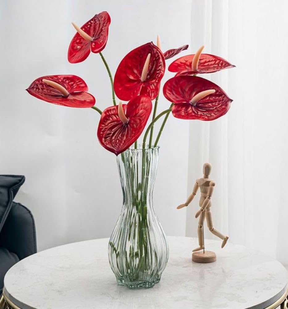 8 Pcs 23-5/8 inch Artificial Anthurium Flowers Real Touch Fake Flower