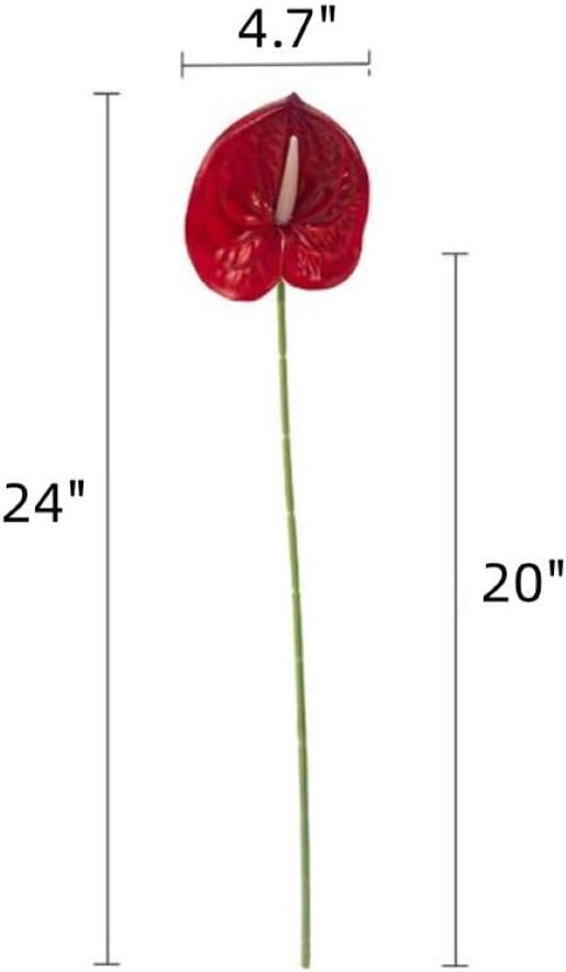 8 Pcs 23-5/8 inch Artificial Anthurium Flowers Real Touch Fake Flower