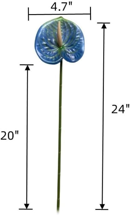 8 Pcs 23-5/8 inch Artificial Anthurium Flowers Real Touch Fake Flower