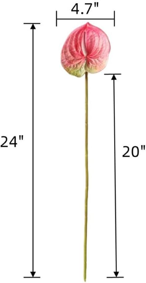8 Pcs 23-5/8 inch Artificial Anthurium Flowers Real Touch Fake Flower