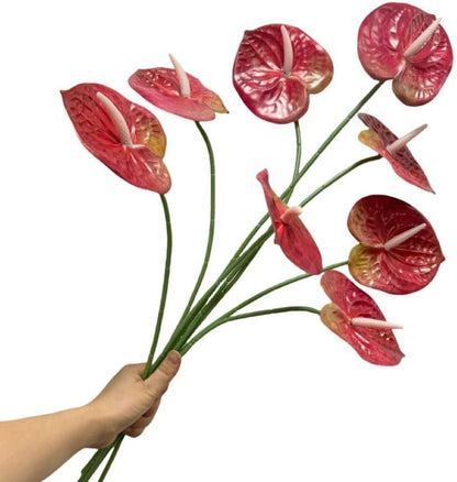 8 Pcs 23-5/8 inch Artificial Anthurium Flowers Real Touch Fake Flower