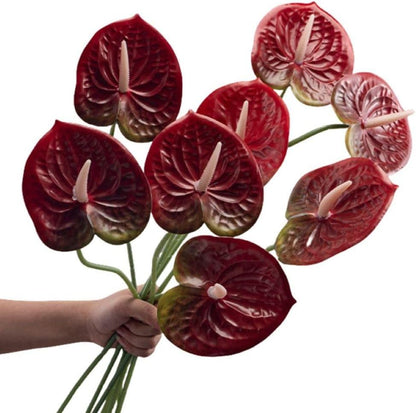 8 Pcs 23-5/8 inch Artificial Anthurium Flowers Real Touch Fake Flower