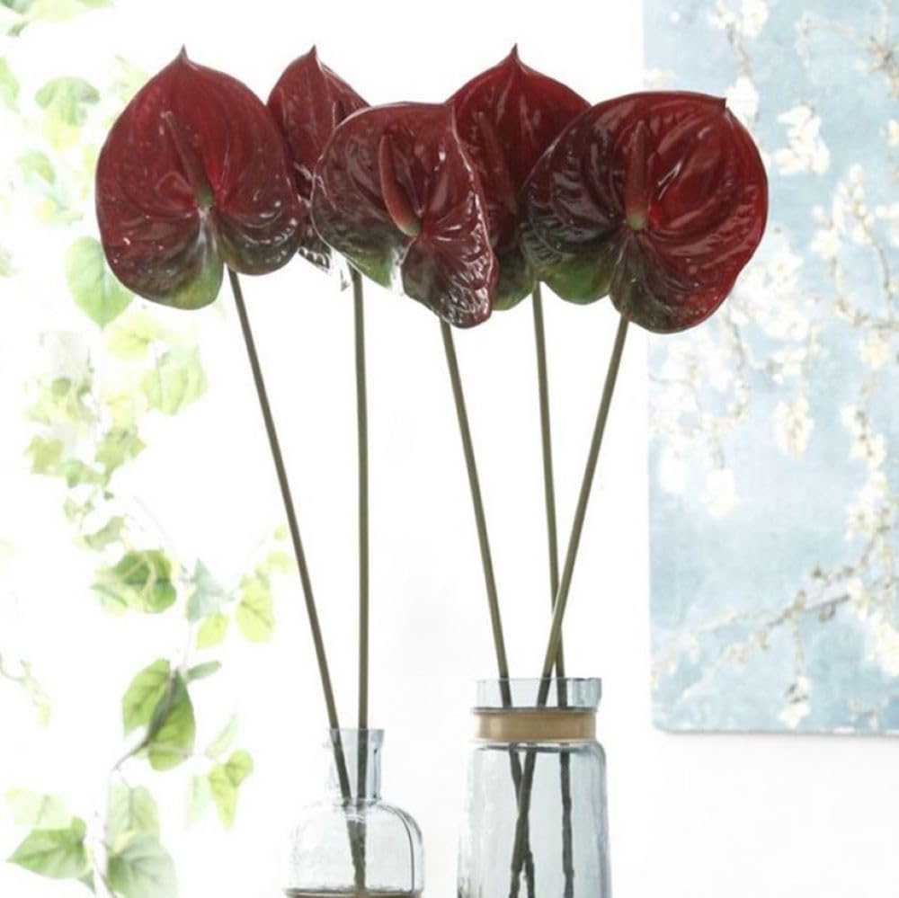 8 Pcs 23-5/8 inch Artificial Anthurium Flowers Real Touch Fake Flower