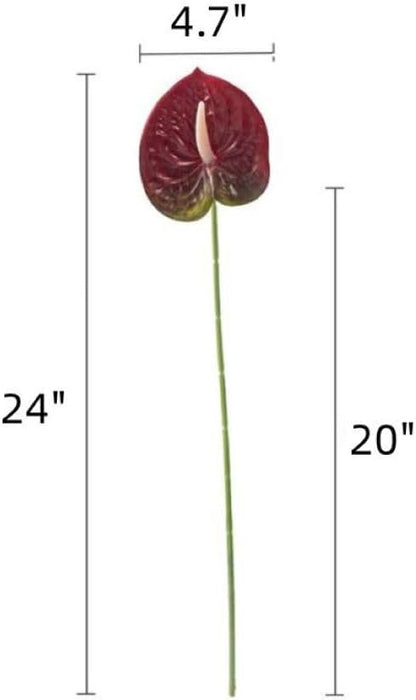 8 Pcs 23-5/8 inch Artificial Anthurium Flowers Real Touch Fake Flower
