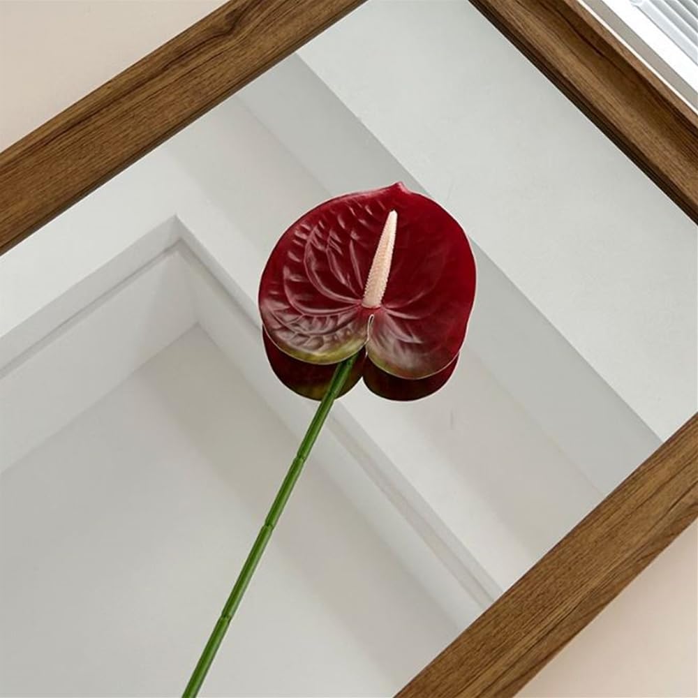 8 Pcs 23-5/8 inch Artificial Anthurium Flowers Real Touch Fake Flower