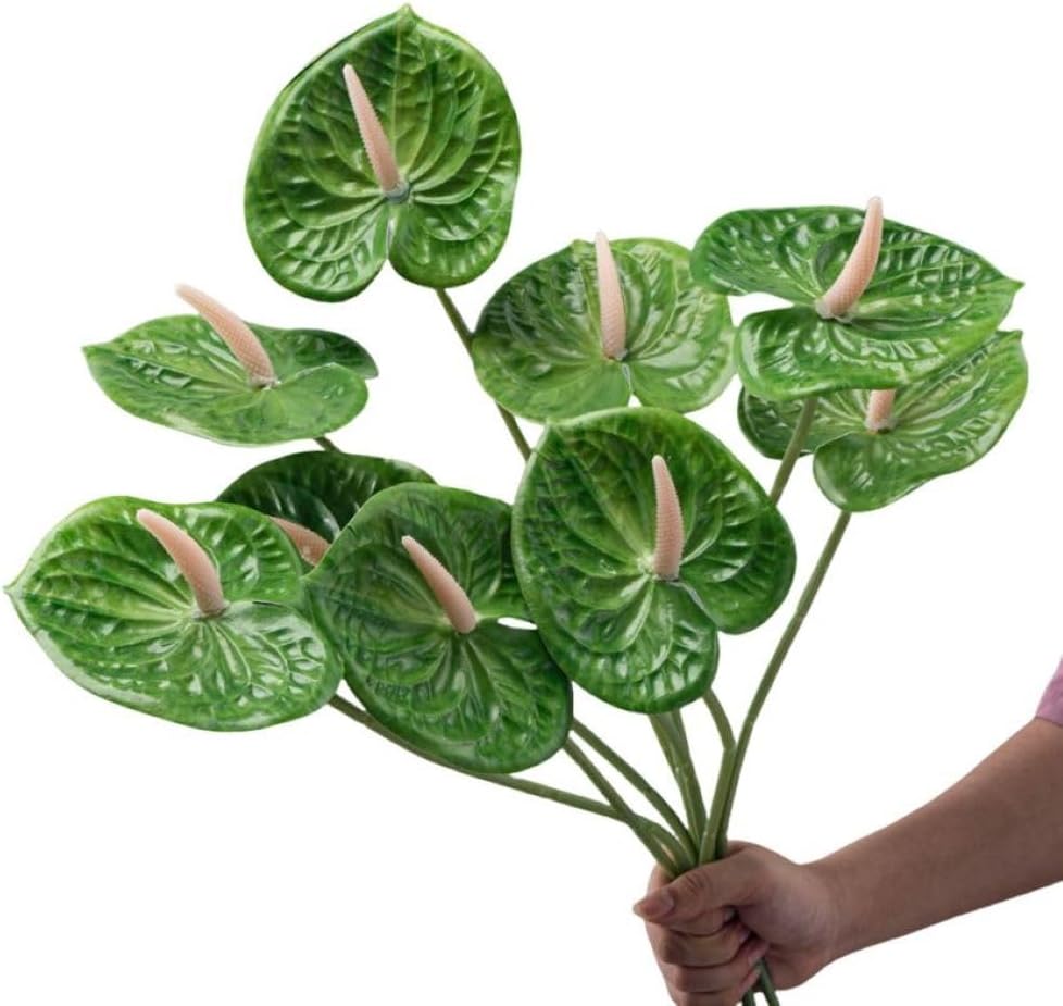 8 Pcs 23-5/8 inch Artificial Anthurium Flowers Real Touch Fake Flower