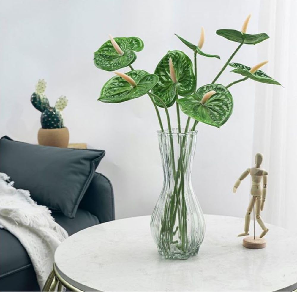 8 Pcs 23-5/8 inch Artificial Anthurium Flowers Real Touch Fake Flower