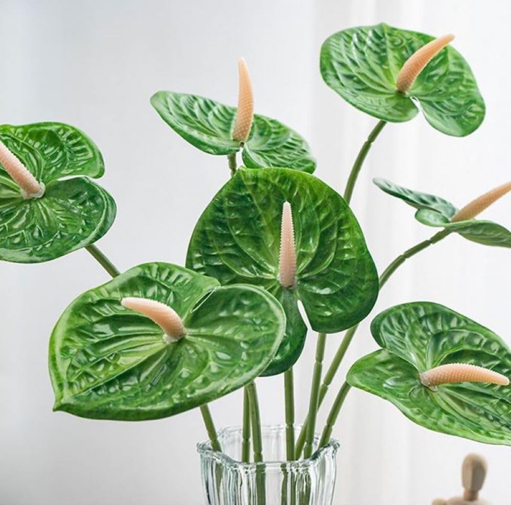 8 Pcs 23-5/8 inch Artificial Anthurium Flowers Real Touch Fake Flower