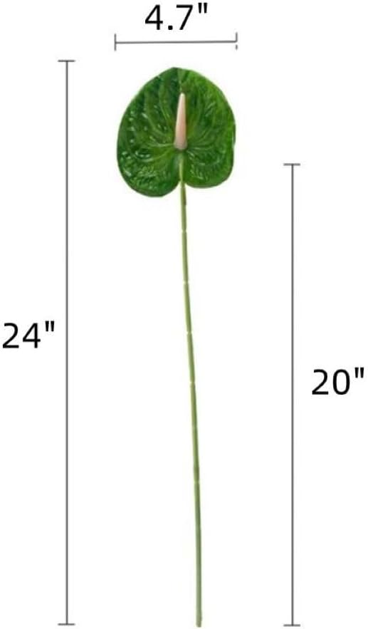 8 Pcs 23-5/8 inch Artificial Anthurium Flowers Real Touch Fake Flower