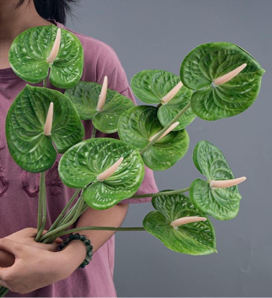 8 Pcs 23-5/8 inch Artificial Anthurium Flowers Real Touch Fake Flower