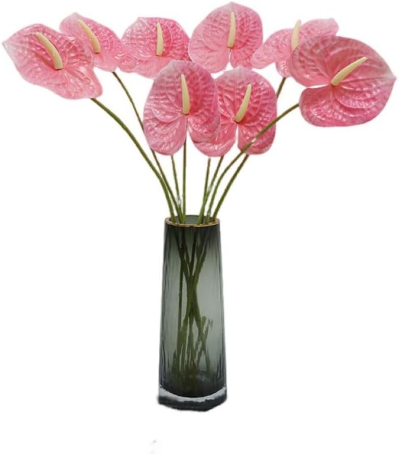 8 Pcs 23-5/8 inch Artificial Anthurium Flowers Real Touch Fake Flower