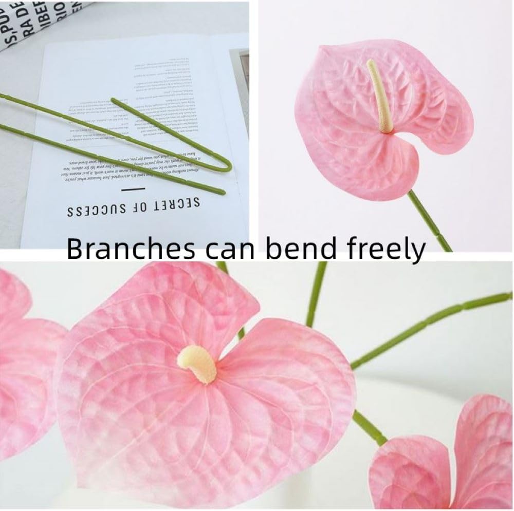8 Pcs 23-5/8 inch Artificial Anthurium Flowers Real Touch Fake Flower