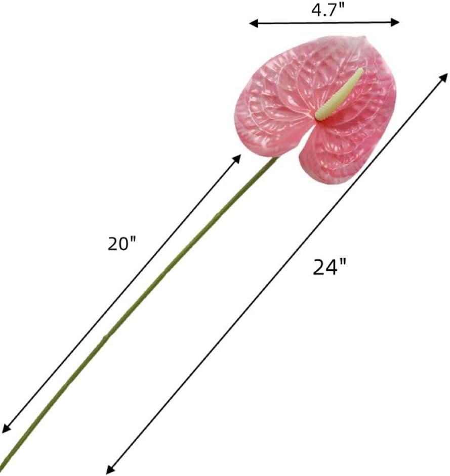 8 Pcs 23-5/8 inch Artificial Anthurium Flowers Real Touch Fake Flower