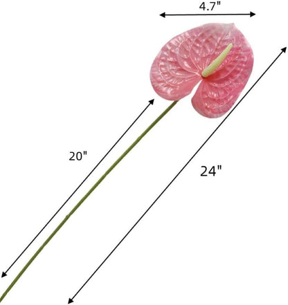 8 Pcs 23-5/8 inch Artificial Anthurium Flowers Real Touch Fake Flower