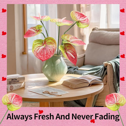 8 Pcs 23-5/8 inch Artificial Anthurium Flowers Real Touch Fake Flower